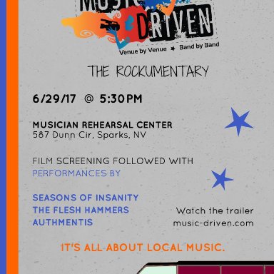 Flyer from the Music Driven rockumentary movie premiere!